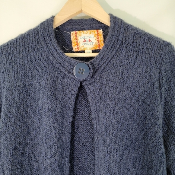 CHELSEA & VIOLET Gray Wool Blend One Button Sweater Long Cardigan Size Medium - Picture 3 of 9